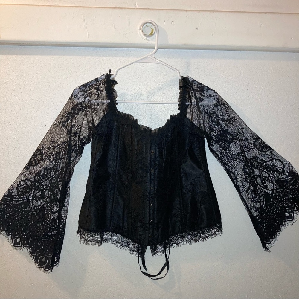 Woman Corset Over Bustier Top